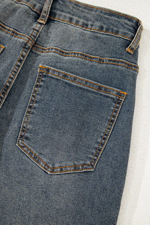 High Rise Exposed Seam Wide Leg Denim Jeans